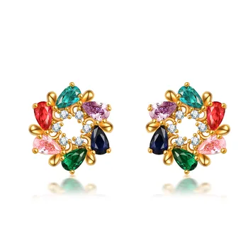 Wholesale custom fashion environmental copper plated rose gold set AAA zircon stud earrings