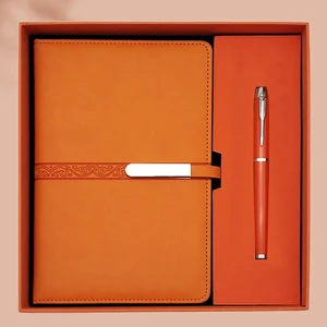 Wholesale A5 Premium Business Notebook Custom Logo Fabric Cover Leather Journal Gift Set