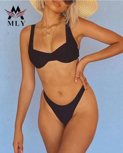 2026 High Quality New Fashion Black Swimsuits Sexy Custom Size Swimwear Bikini for Women