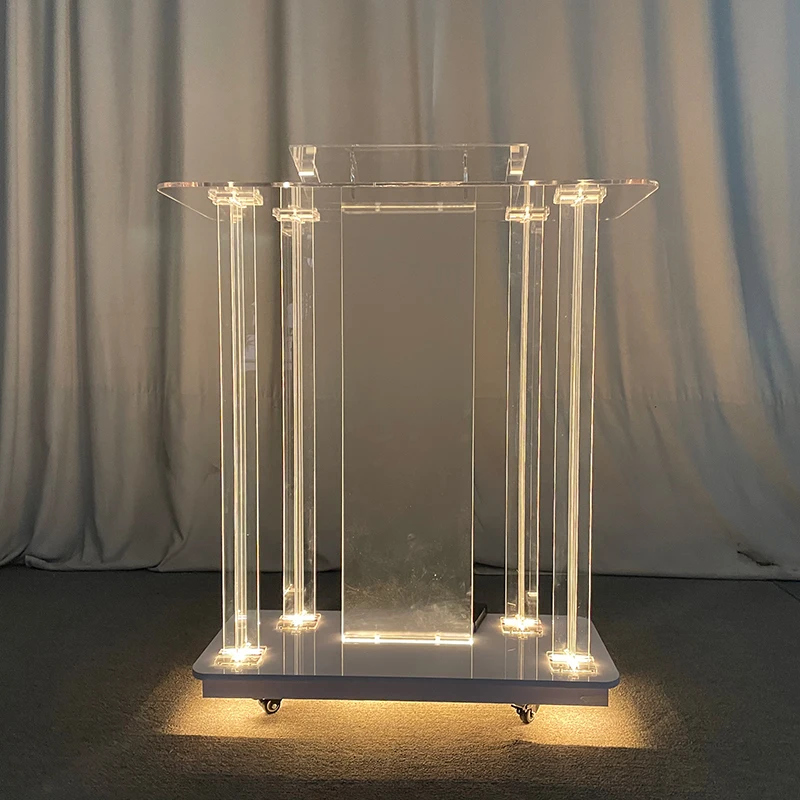 Podium Line Led Custom Design Cheap Modern LED Light Acrylic Glass Podiums for Church