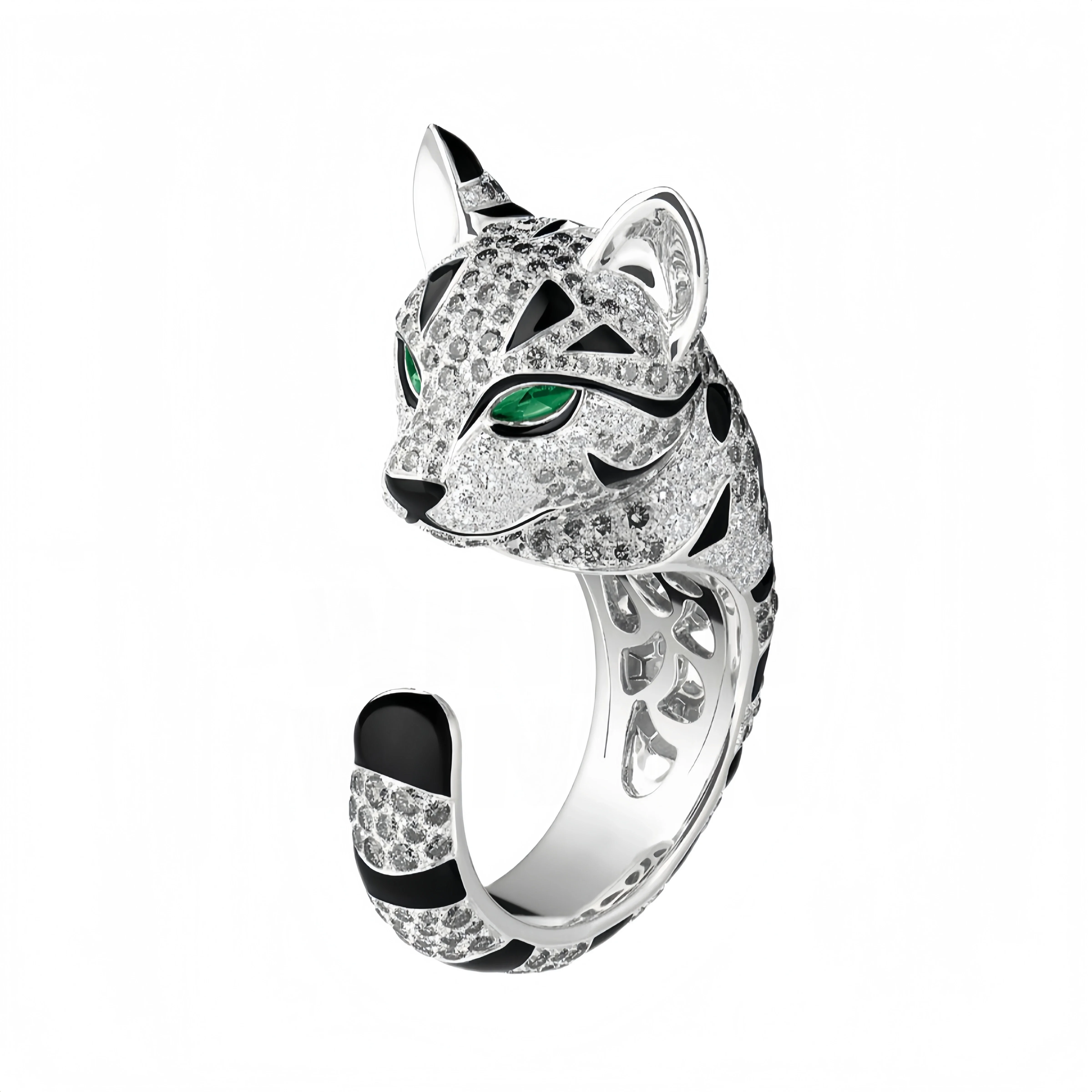 MUSHAN Jewelry Factory Designer Gemstones Jewelry 925 Sterling Silver Rings for Woman 18k Gold Plating Leopard Fuzzy Cat Ring