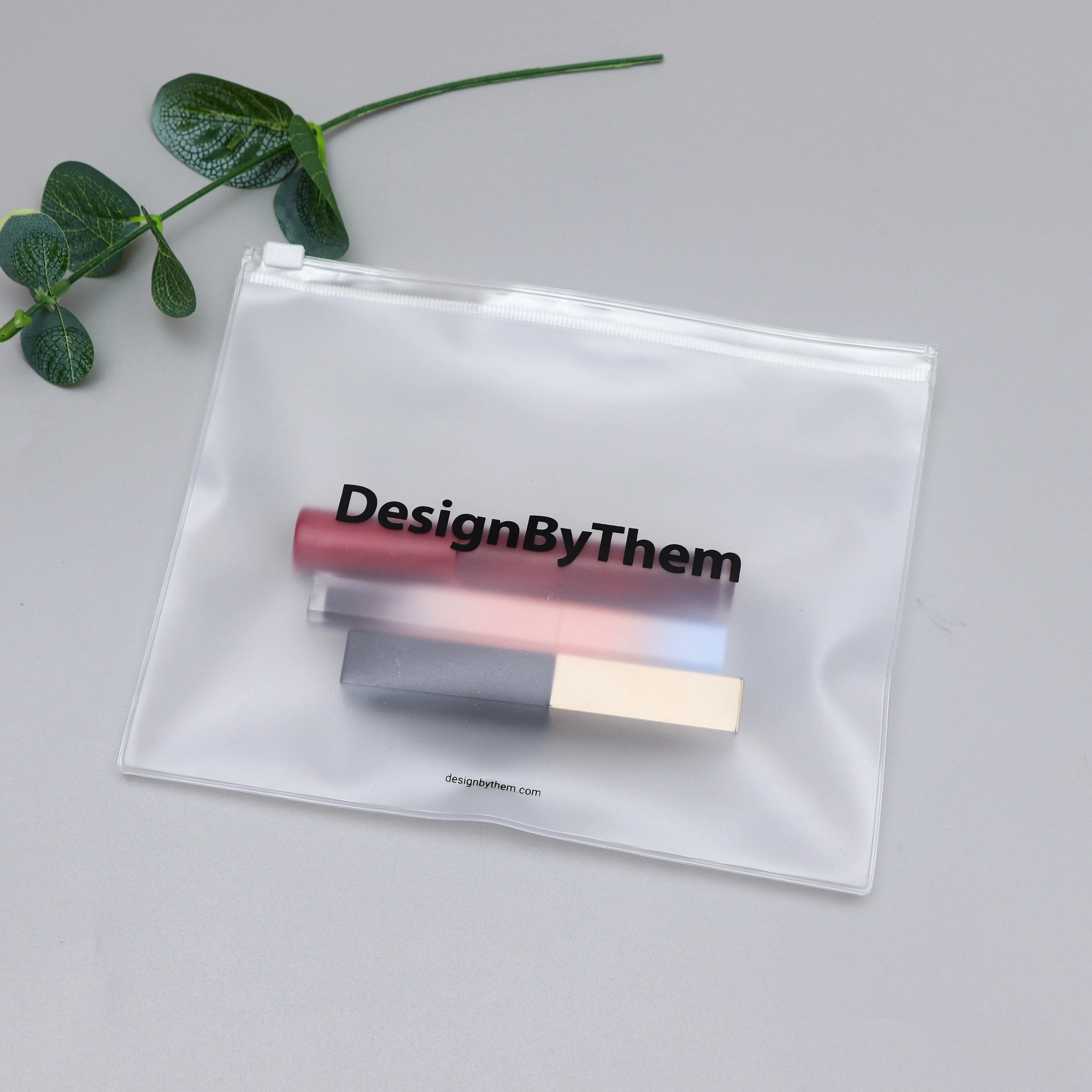 Custom Logo Printing Biodegradable  PVC Frosted Swimwear Clothing  Ziplock Plastic  Packaging  Bag Cosmetic Slider Zipper Pouch