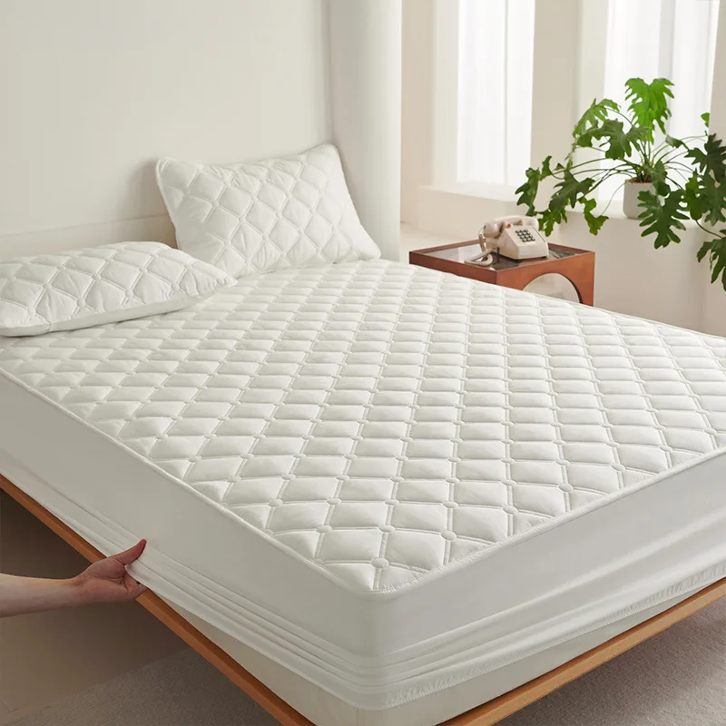 Wholesale Soft Breathable 100 Cotton Fabric Deep Pocket Bed Quilted Waterproof Hotel Mattress Protector Cover