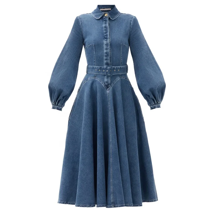 denim dress white shirt The Daybreak Medium Wash / XS Size:XXL/XXXL denim shirt dress garment_Sweaters Pleated Chiffon Sheath Wedding