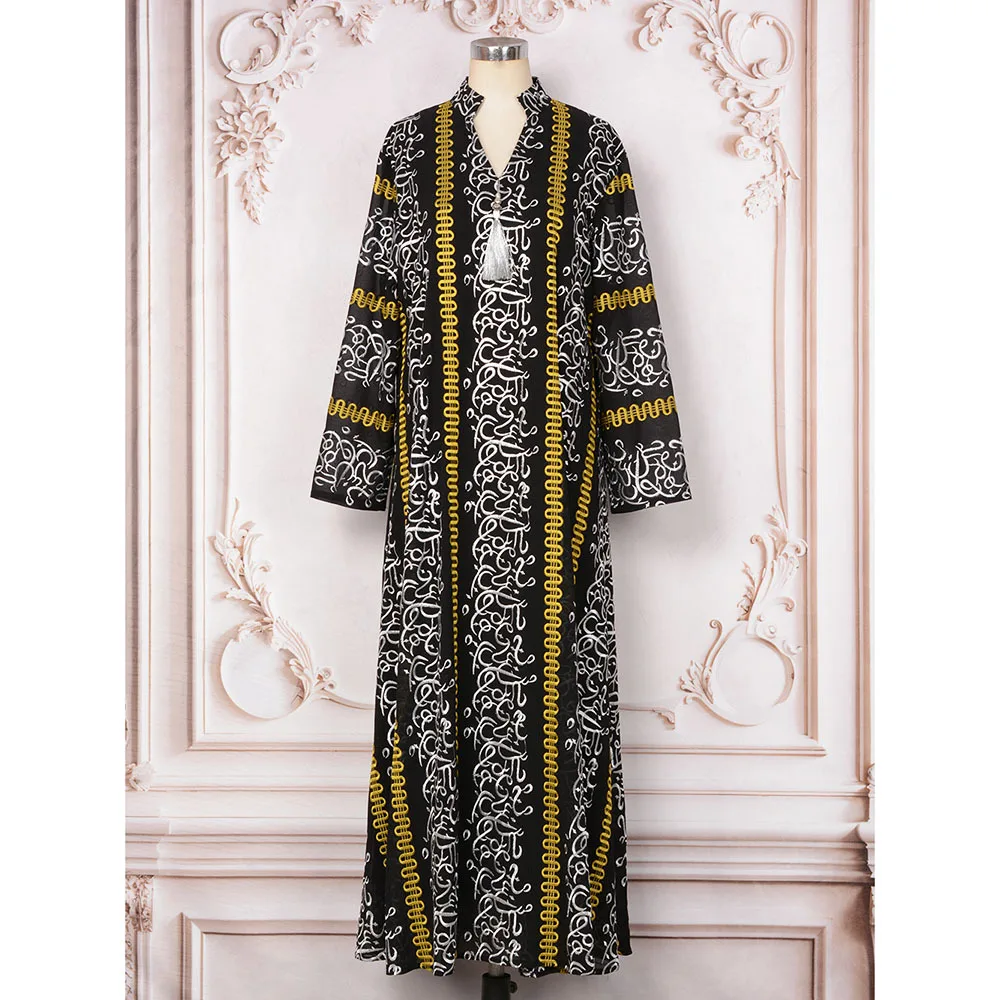 black and gold kaftan dress Long Black Kaftan with Gold Floral Embroidery