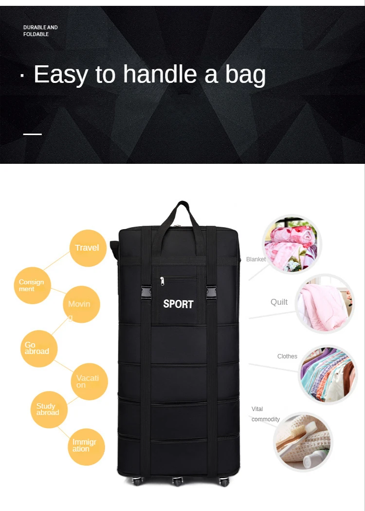 Airline Checkin Folding Working Baggage Bag Large Capacity Oversized