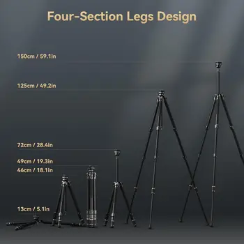 SmallRig AP-100 FreeRover Carbon Fiber Tripod,  Professional Travel Tripod Max Load 17.6 Lbs for Camera-4353 product image