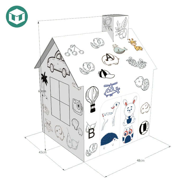 Customize Paper Furniture Cardboard Large Toy House for Houses Kids Cubby Cardboard House Coloring