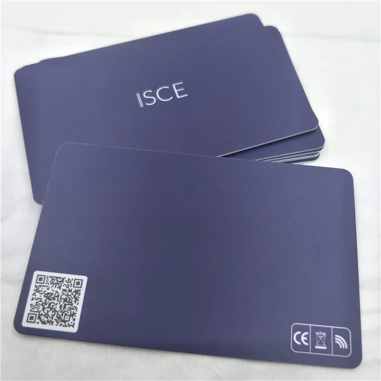 Navy Blue Digital NFC Business Card with 13.56MHz Frequency and RFID Communication Interface Printed Design