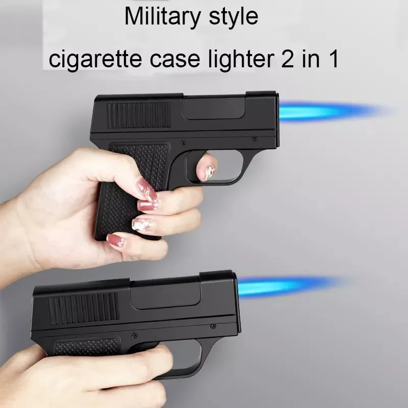 Custom Cool Gun Shaped Lighter Pistol Model Metal Cigarette Case Cigar ...