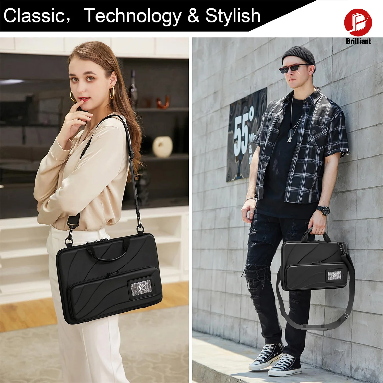 15.6 Inch Hard Shell Laptop Shoulder Bag for Men Women Shockproof Protective EVa Laptop Sleeve Case for MacBook Air