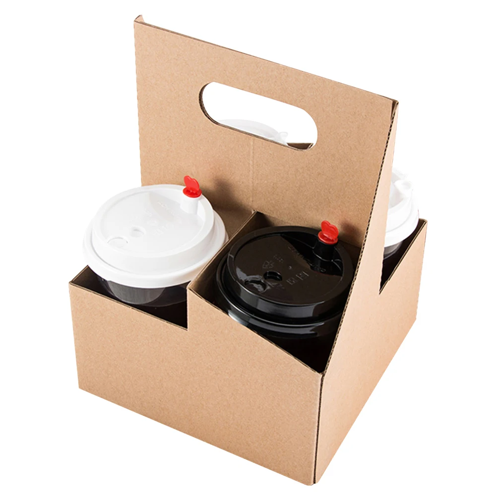 vbox定制标志印花牛皮纸6瓶啤酒载体带提手的葡萄酒玻璃杯包装盒