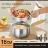 Olla para leche de 18 cm + vaporera (acero inoxidable 304, sin recubrimiento)