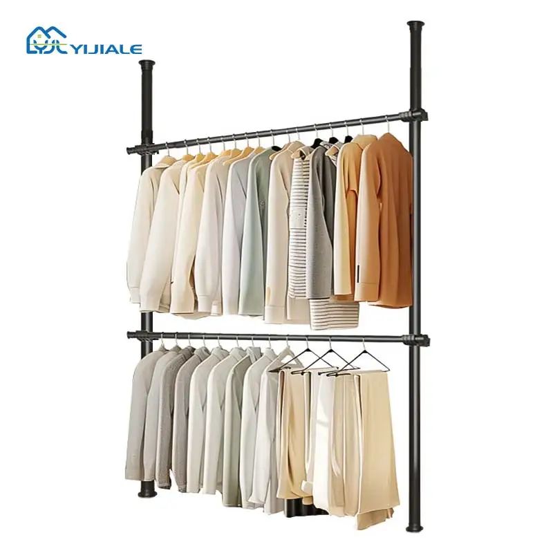 YIJIALE Porte-vêtements télescopique pour Chambre à Coucher Porte-vêtements et Rails sur Pied d'angle