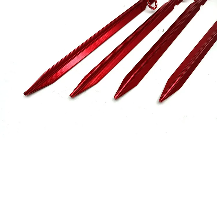 Aluminum Canopy Tri-beam Tent Pegs Garden Stakes Ground Nail Heavy Duty With Reflective Cord Hammock Camping