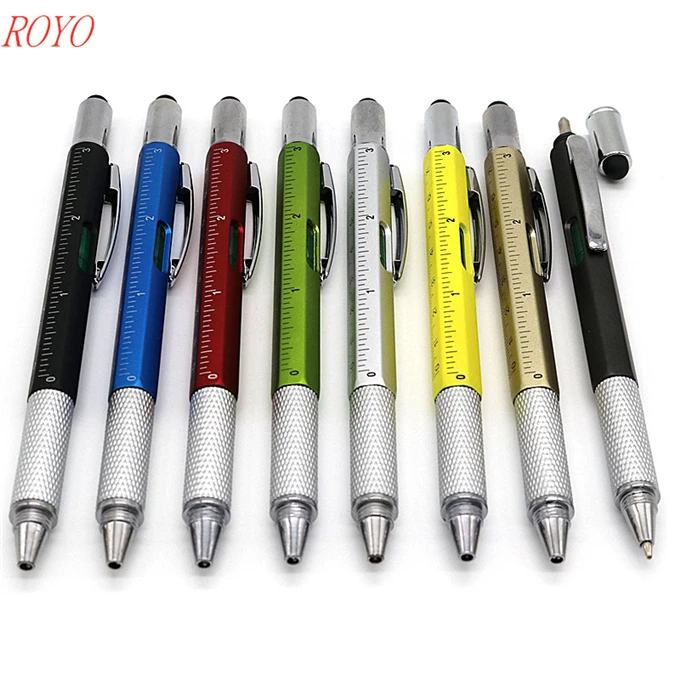 Pocket Multifunction Pen Screwdriver Ruler Pen Spirit Level Plastic Metal  Promotional Ballpen