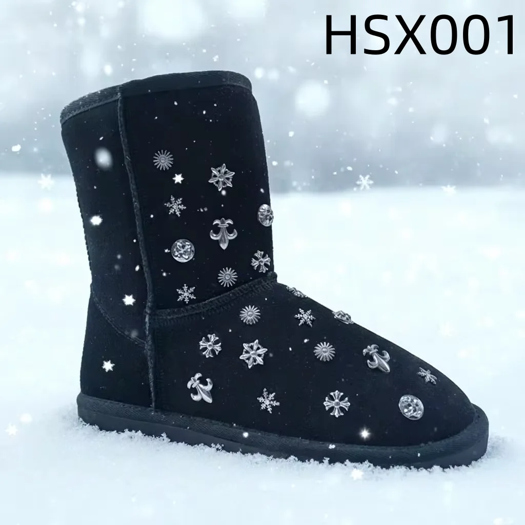YWX,Korea Popular Diamond Ornament Design Lady Snow Boots Winter Trails Mid-Cut Anti-skid TPR Sole Women Winter Boots HSX001
