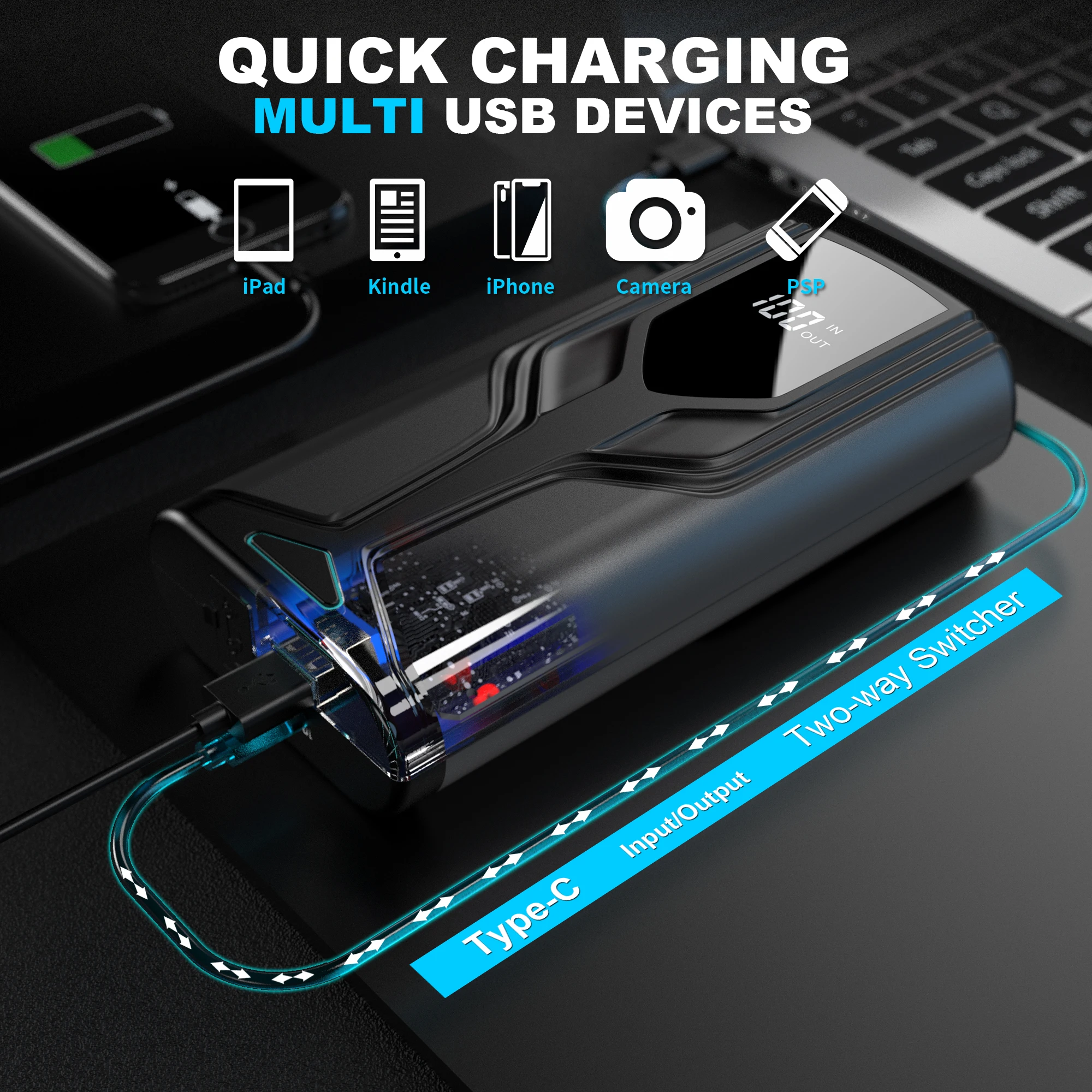 High Performance 12V Car Jump Starter Power Pack Digital Display SOS Light Power Bank for Motorcycle Truck Cold Weather Quick