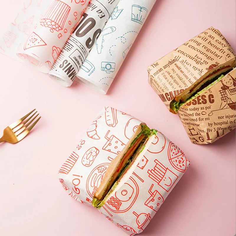 Recyclable Food Grade Colored Sandwich Hot Dog Greaseproof Paper Fast Food Burger Wrapping Paper Greaseproof Paper Roll supplier