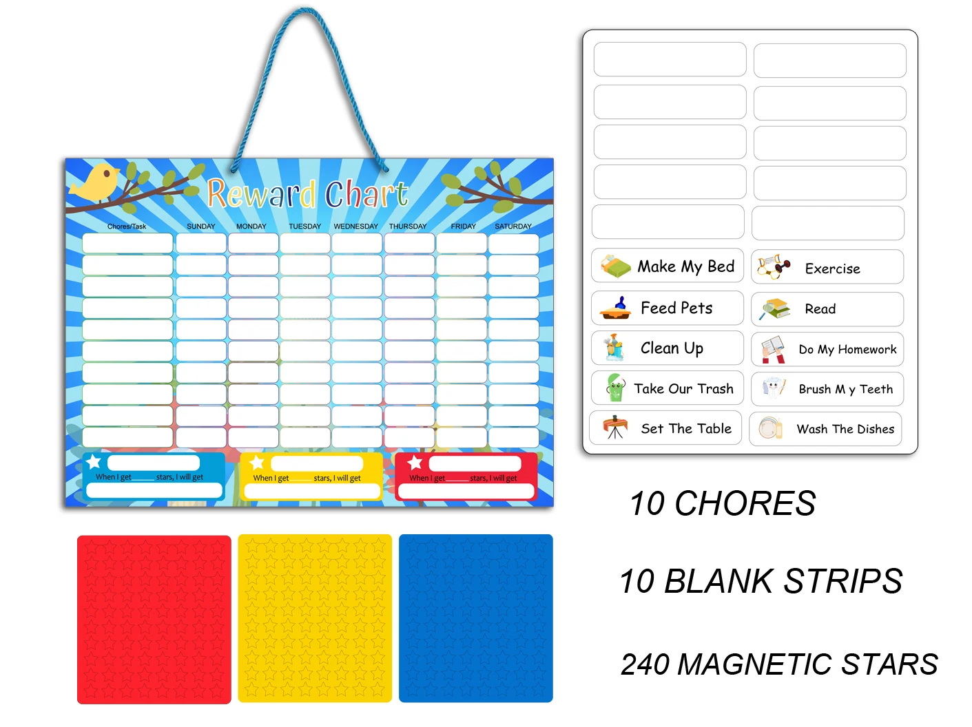 Kids Chore/Reward Chart for Multiple Kids Magnetic Dry Erase! 
