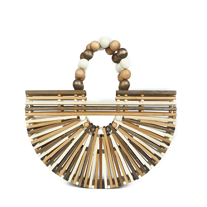 2024 High Quality Half Moon Bamboo Straw Bag for Women