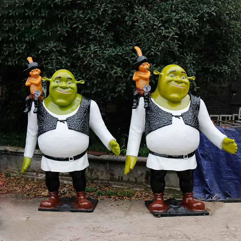 カスタム等身大グラスファイバーシュレック彫刻漫画フィギュア樹脂