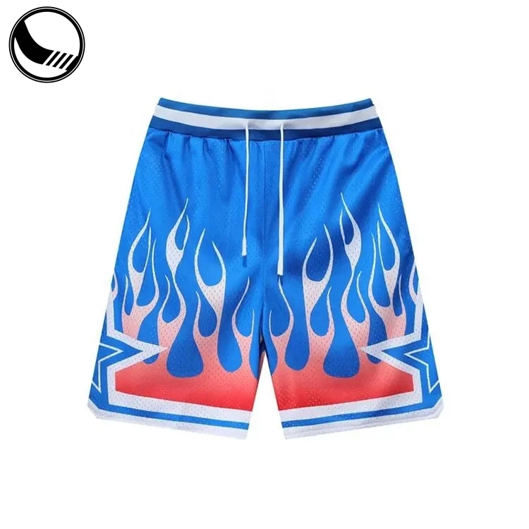 Summer Sublimation Printed Blank Polyester Gym Beach Swim Jogger Gym Men's Basketball Custom Mesh Shorts For Men359_voghion.com