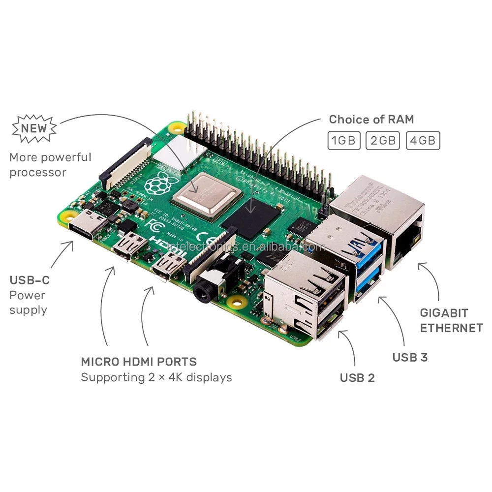 Raspberry Pi 4 Computer Model B Single Board Computer Suitable for