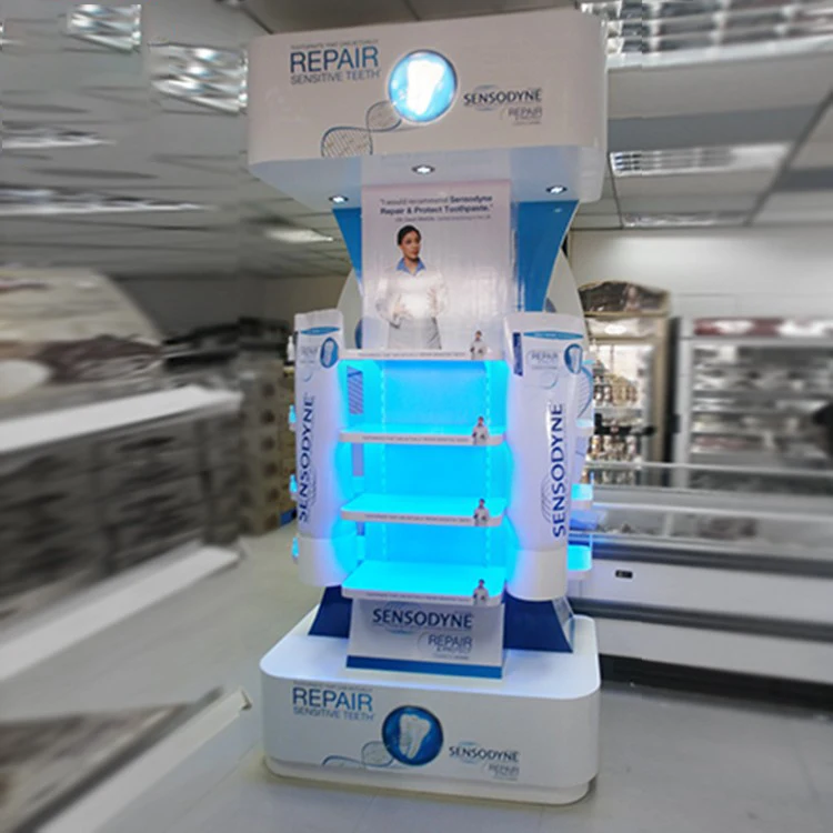Custom Floor Beautiful Toothpaste Display Rack for Supermarket Retail Display Stand