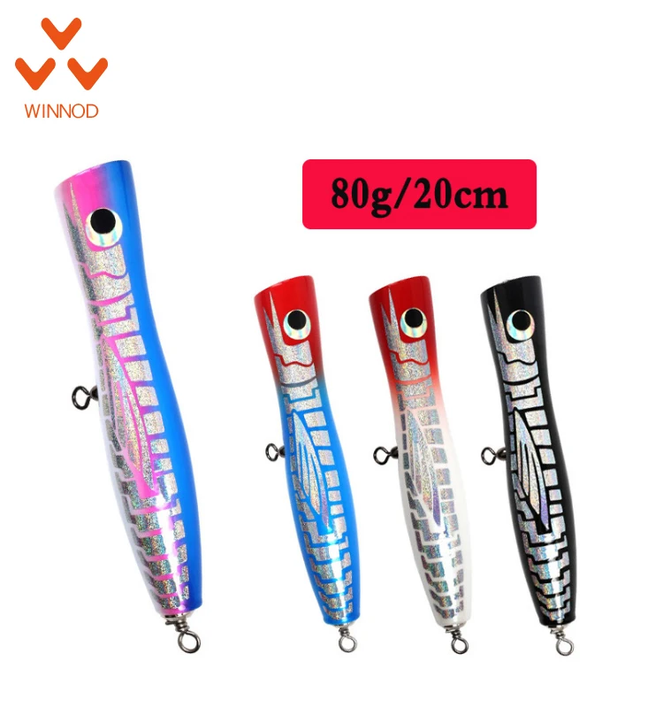 Floating Wood Fish Hit Waves Climb 80g Trawling Blue Flag Bait Gt Tuna