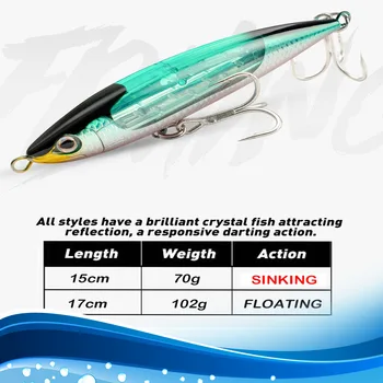 15cm 70g Top Water Fish Baits Walk the Dog Fishing Lure Spook Lure for Fishing Baits Sinking Pencil Lures Treble Hook – Pencil – view 4