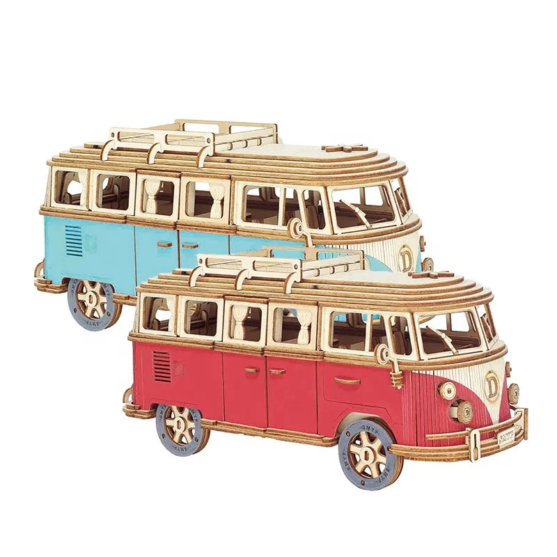 226pcs European Style Camper Van 3D Wooden Puzzle Toy