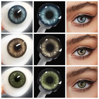 Natural Color Contact Lenses Blue Soft Contact Lens Prescription Power From 0 to 8.00 Colored Contacts for Eye Makeup Yearly Use
