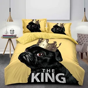 Animal Print Duvet Cover for Kids Bedsheet Cartoon 3D Custom Black Dog Bed Sheets Microfiber Bedding Sets