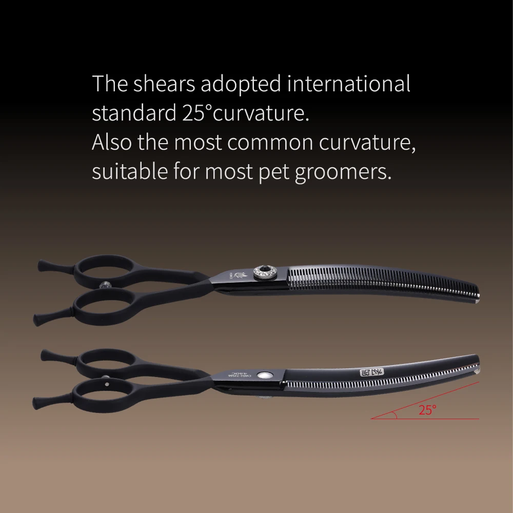 Fenice Latest Pet Dog Grooming Scissors Cutting Scissor Thinning Crystal Black Curved Tools Pet Cleaning for Dog 2020