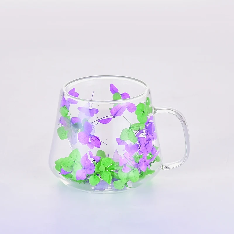 Assorted Colors Colorful Leaves Flowers Coffee Cups with and Without Handle Type 250ml 350ml on Sale Milk Mug