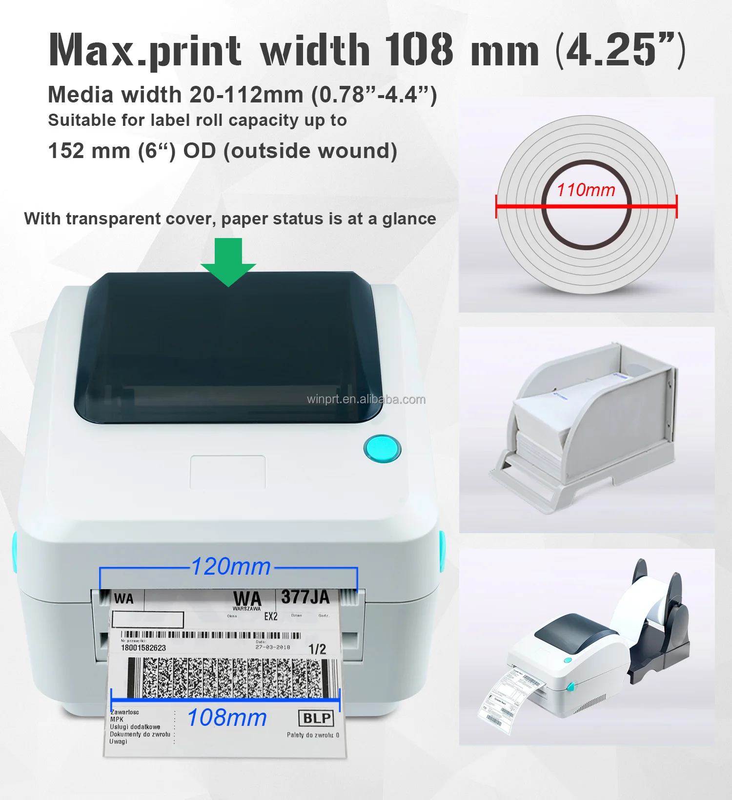 Winpal Wp300b 4 Inch Thermal Label 