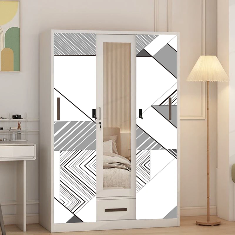 Durable Steel Wardrobe Almirah with Mirror Sliding Door and Drawer for Bedroom