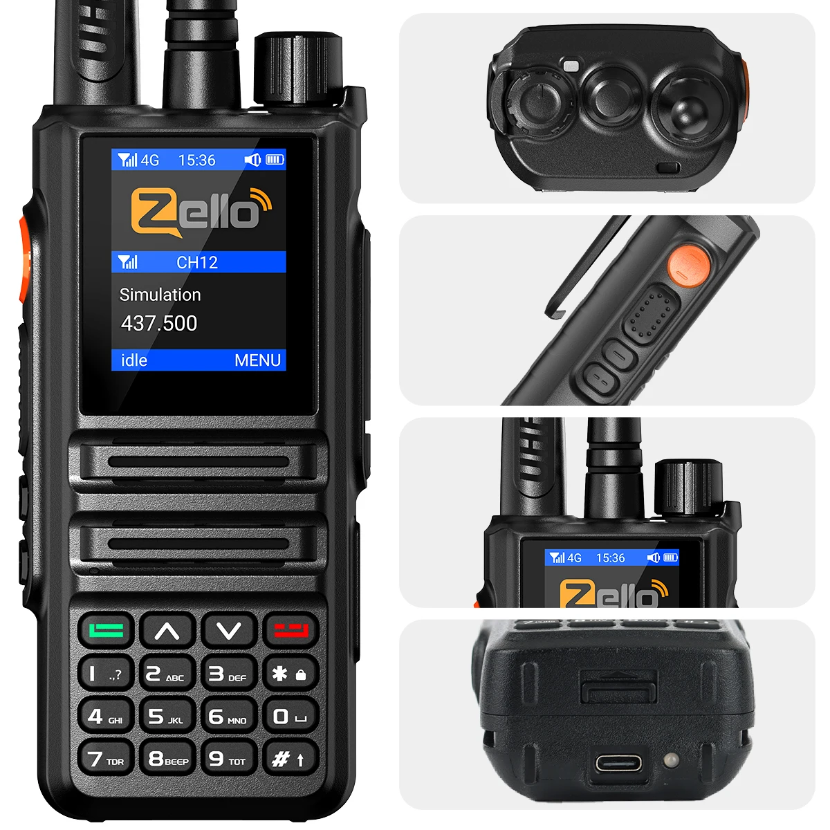 ABBREE GP-889 Dual Mode Network Radio Walkie Talkie ZELLO Global POC UHF Android 4G Ham Radio Camping Skiing Hunting Fleeting