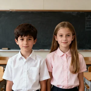 Custom logo Short Sleeve Cotton Twill Softer Skin-friendly No-iron Point Collar Regular Fit Kids School Uniform Shirts