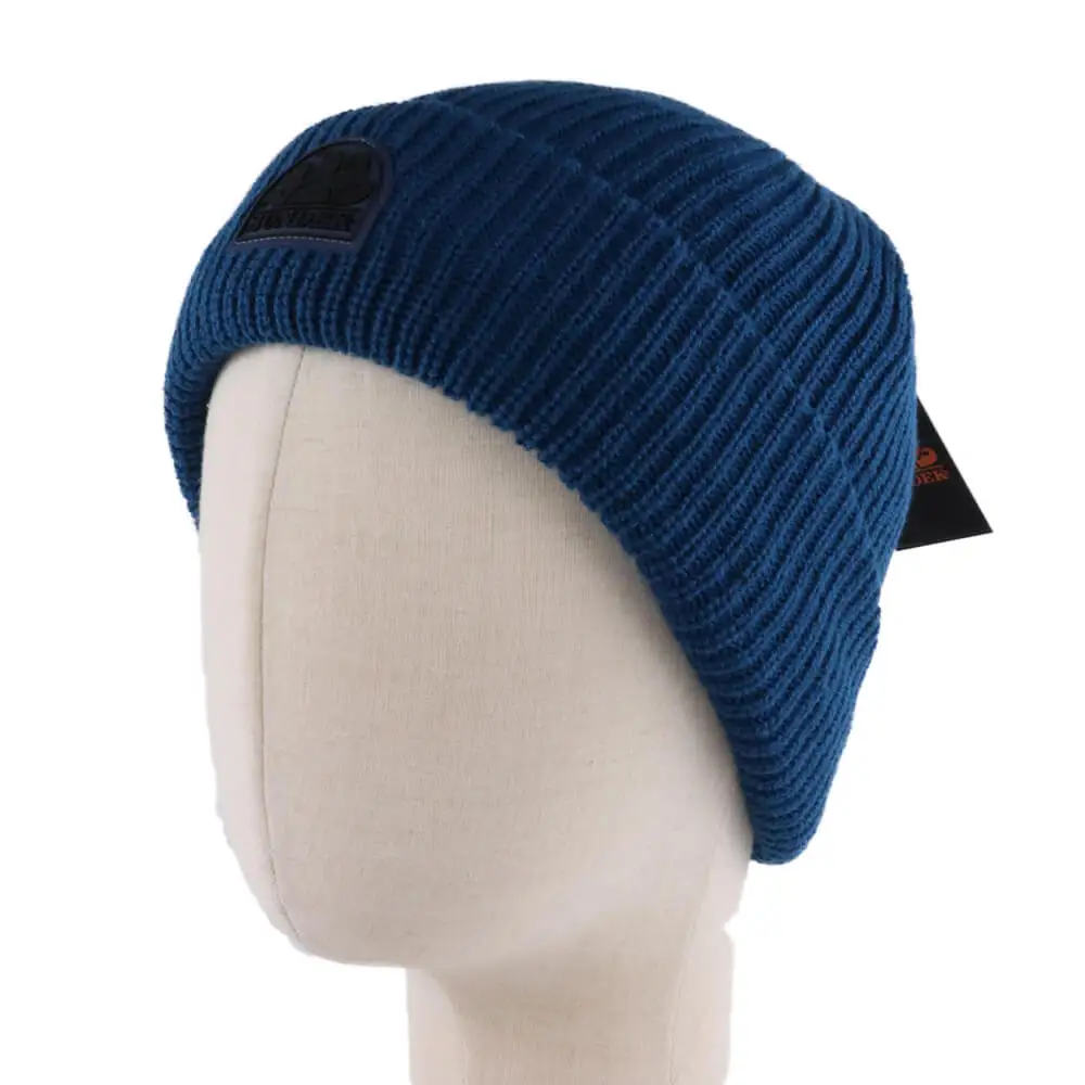 Winter Knitted Hat Factory Custom Cuffed Beanie With Silicone Logo