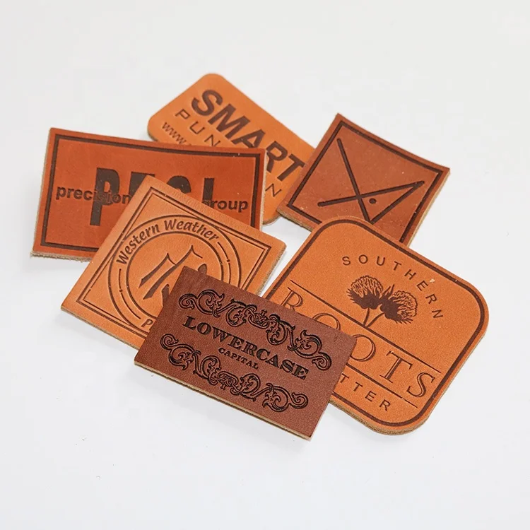 Custom Iron on Embossed Soft Real Genuine Fake Leather Clothing Self-Adhesive Hat Tags Jeans Repair Patches in Private Brand