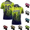 Paint Splatternavy Blue and Neon Green and Fluorescent Yellow