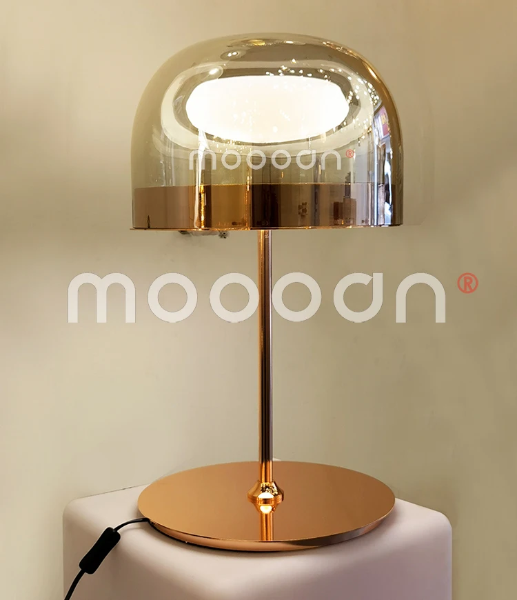 Modern Home decor designer Round Luxury Copper bedside LED Glass equator Table Lamp