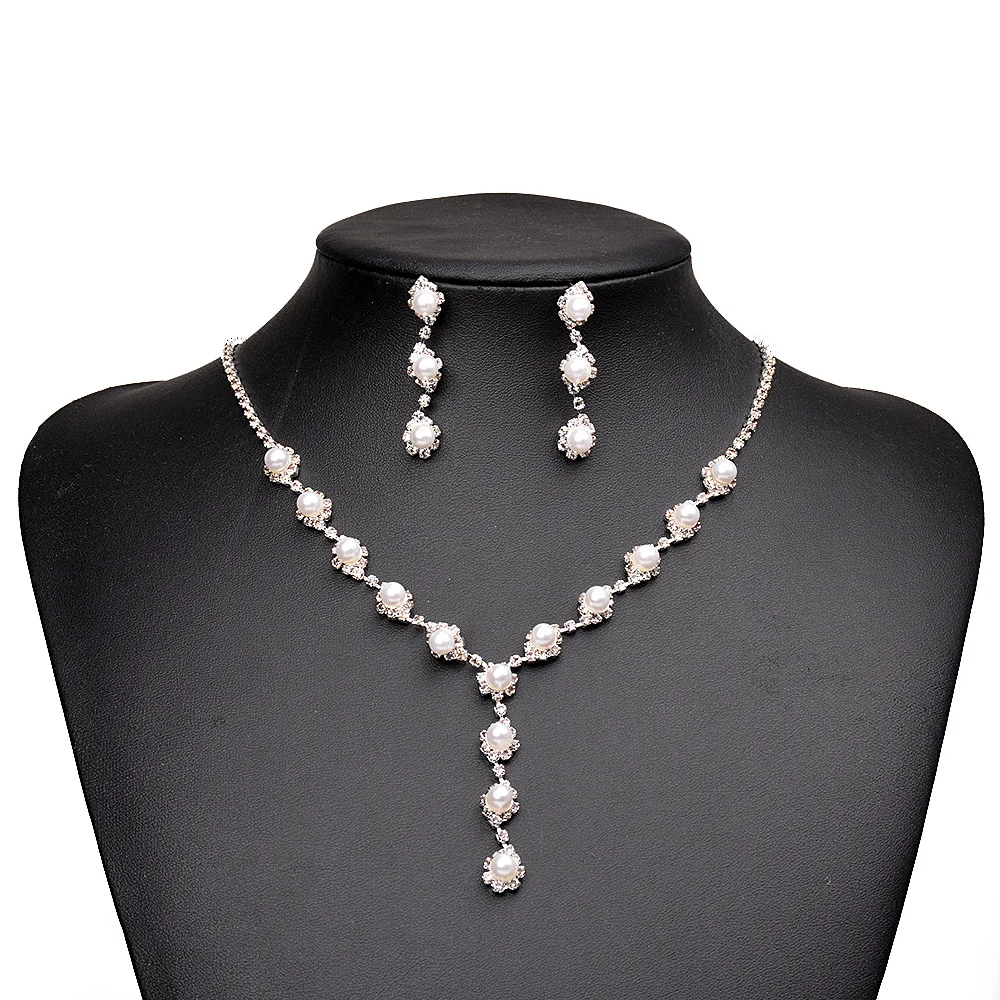 Aooaz Silver Material Necklace Women Girls Pearl Pendant Necklaces White Wedding White 45CM 
