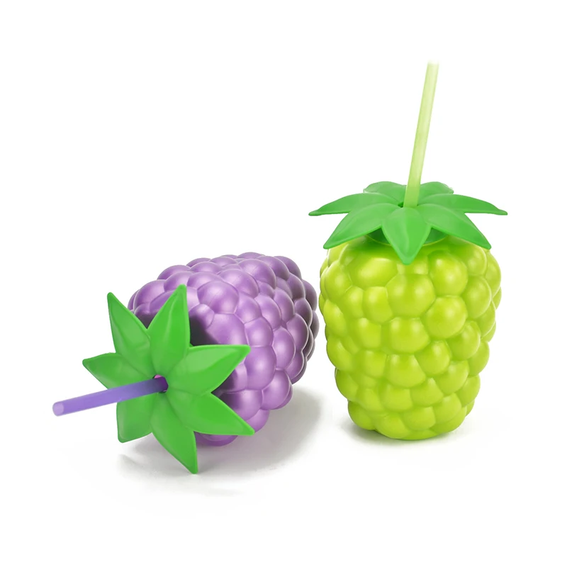 800ml HDPE Plastic Grape Shape Disposable Drink Cup Juice Cold Drink Custom Colour with Straw Lid