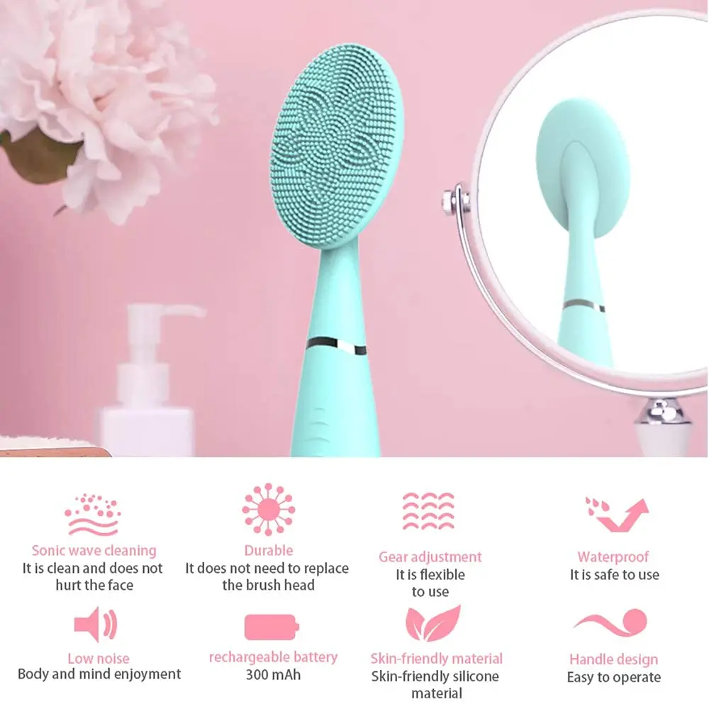 Silicone Facial Cleaning Brush Beauty Cleanser Vibrating Electric Face