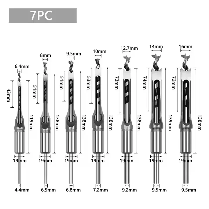 Square Countersink Adjustable Replaceable Square Hole Drill Bit Set Square Hole Cutter