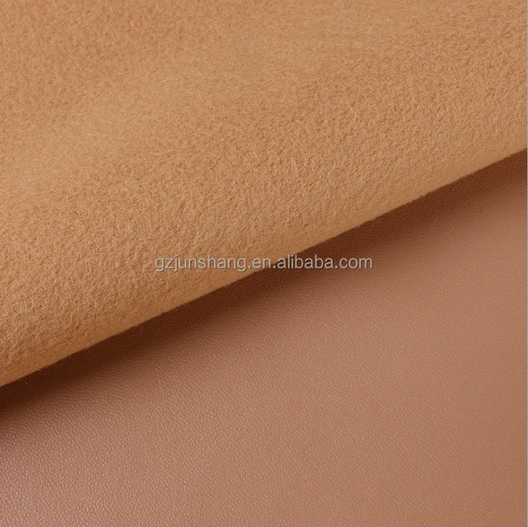 Two Side Flock PU Coated Split Leather for Handbag Usage