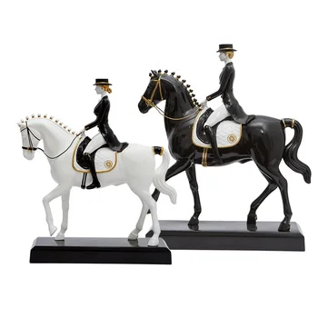 Figura De Caballo Y Jinete Con Sillín – Modelo Realista De PVC De 15 Cm, Blanco Y Negro, Decoración Para Pasteles, Estanterías O Regalo Para Niños